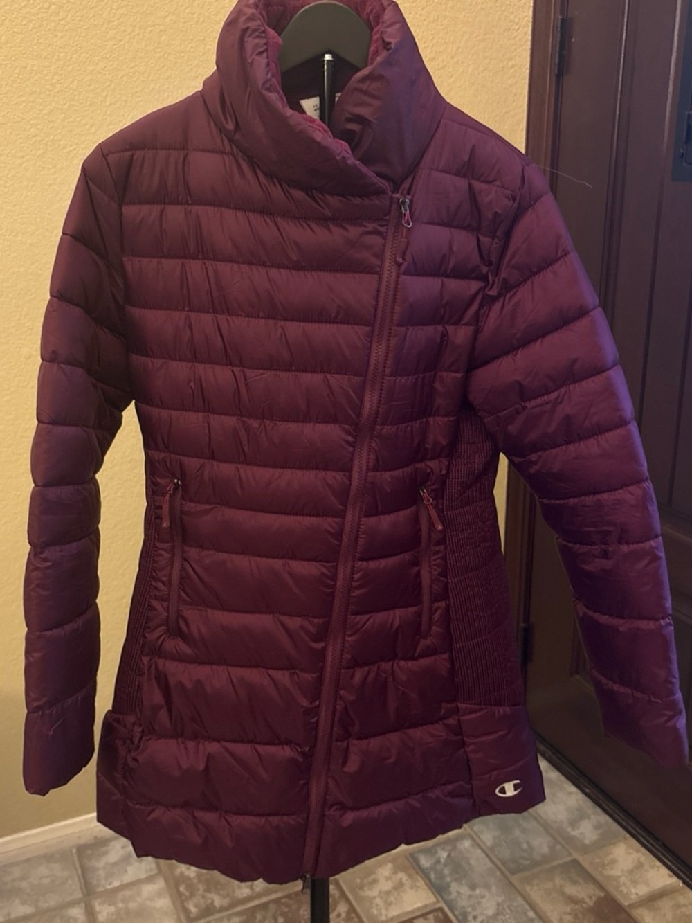 Champion Women's Insulated Asymmetrical Zip Coat in Plum